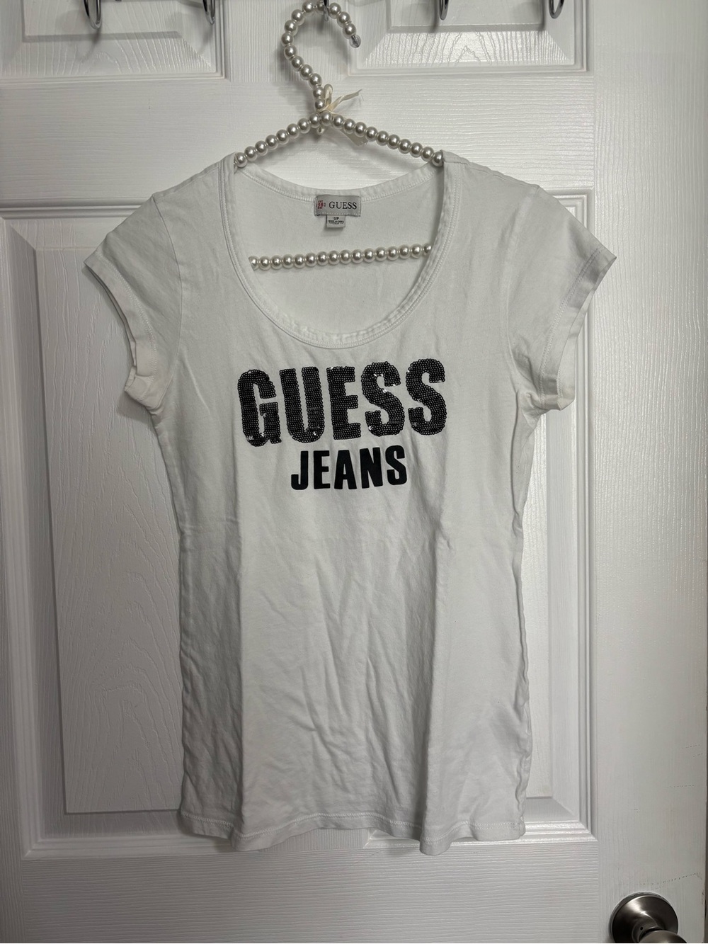 Guess White Tee with Black 'GUESS JEANS' Logo